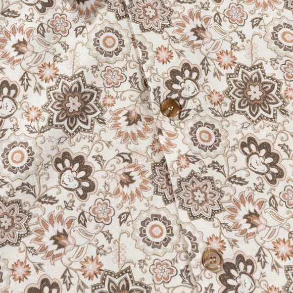 Rhythm Raya Paisley SS Linen Blend Button Shirt Natural Brown Size Large - Picture 4 of 5